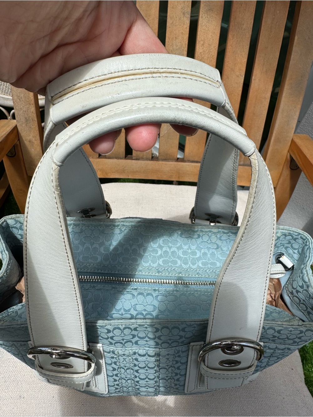 Coach Soho Signature Tote Baby Blue Y2K with COA - Picture 7 of 12
